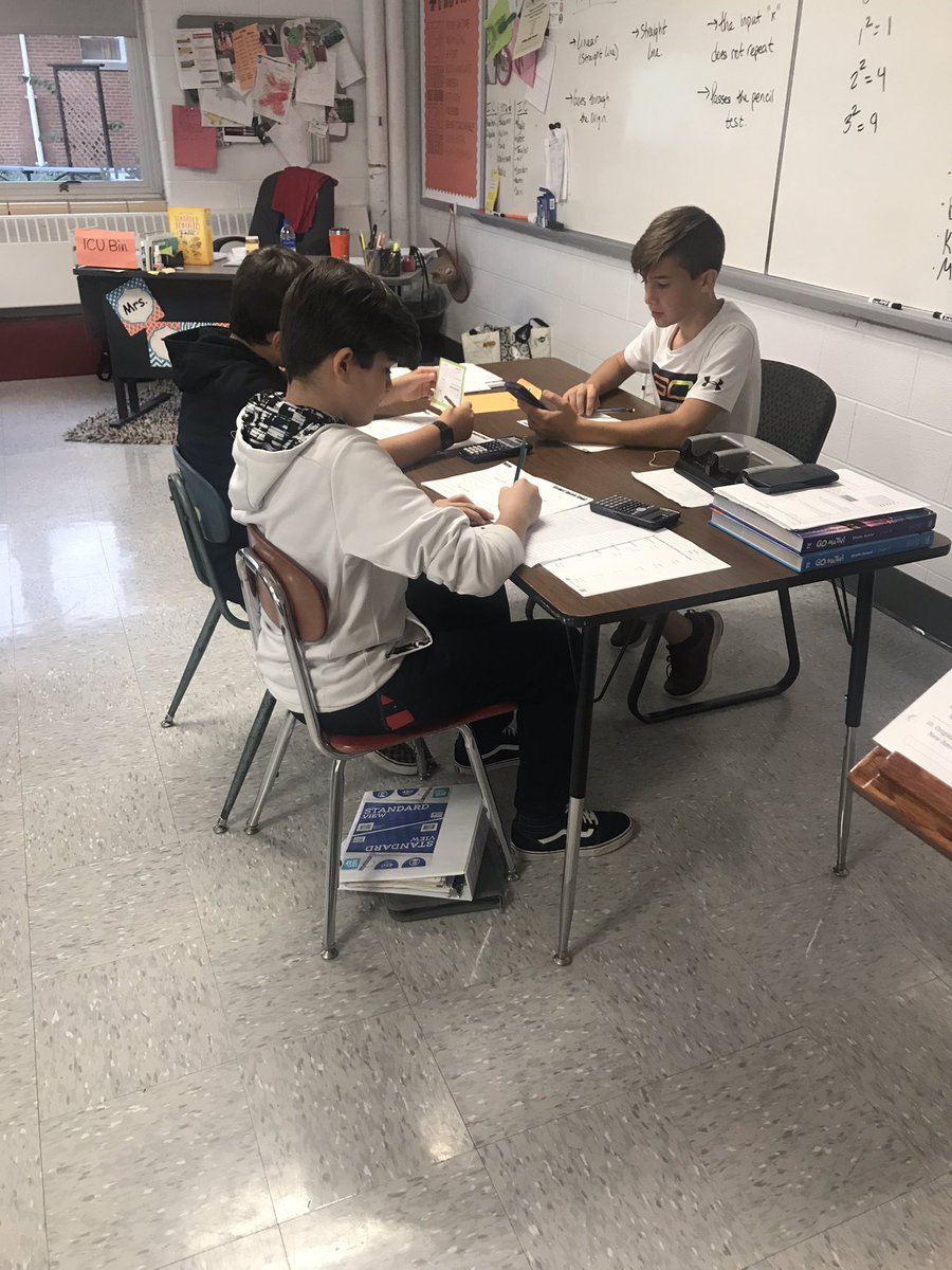 mspursley's tweet photo. Comparing functions today in math class. Kids are working hard and learning from each other! A teachers dream! #stcjrhigh https://t.co/bDbvC35bcl