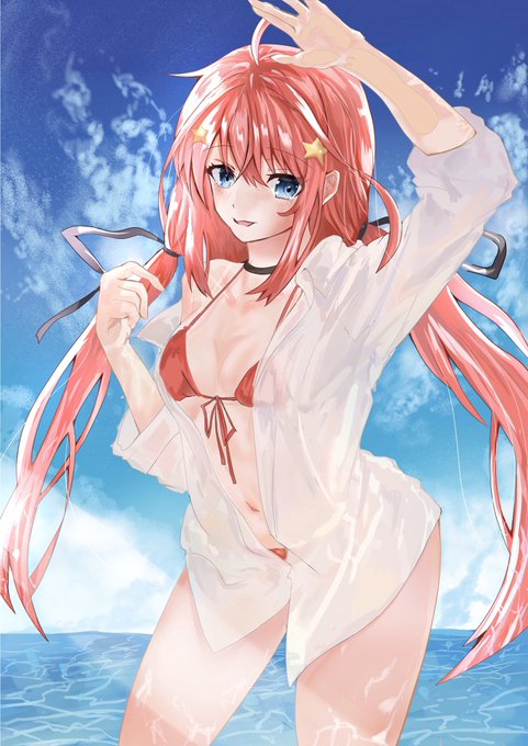 aoakaさんがTwitterに投稿した中野五月(五等分の花嫁)のイラスト。