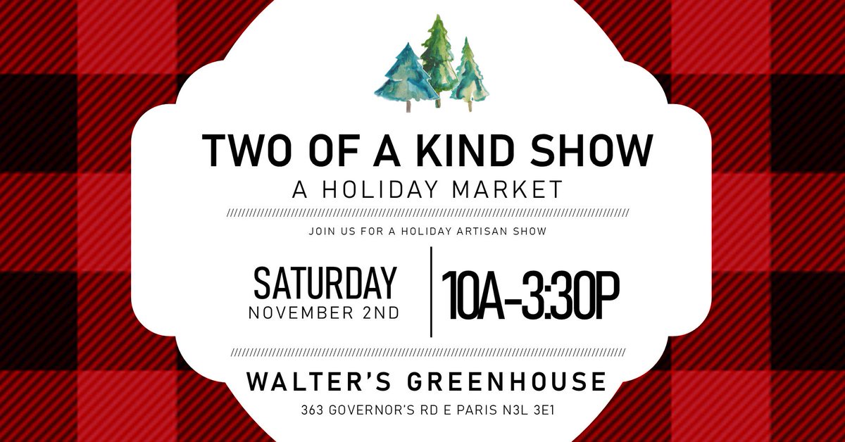 GrandErieMS's tweet photo. Our 3rd annual Two of a kind show is FULL! With over 40+ tables inside Walters Greenhouse in Brant County on Saturday we'll be able to shop local for holiday gifts for sure! Please join us! https://t.co/UOXFuZFGwN