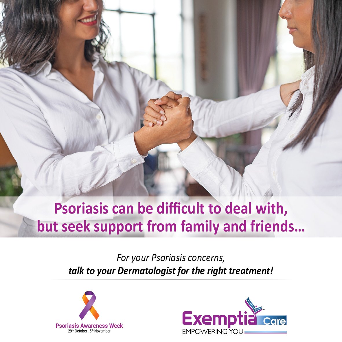 ExemptiaCare's tweet photo. Let your family and friends know how #Psoriasis affects you emotionally...

and talk to your Dermatologist to #ConquerPsoriasis

#PsoriasisAwarenessWeek #PsoriasisAwareness #ExemptiaCare #BePsoConfident https://t.co/3qZxjNkPoo