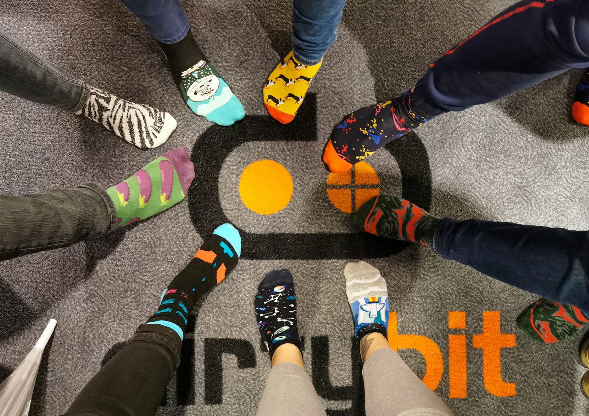 No shoes at the office-policy calls for a rocking sock fashion sense! Feast your eyes on these #socktober office challenge contestants! 🧦 Challenge inspired by <a href="/Unacast/">Unacast</a> 😎 #socks #officefashion #dirtybit