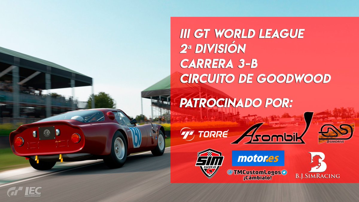 🔴#IIIGTWorldLeague

🎃Disfruta de la noche de Halloween con nosotros en la carrera B de Goodwood

⏰22:10h

🎙️Comentaristas: <a href="/fmerinogalaxy/">Fran Merino - Galaxy</a> y @QuepimQuepam99 

📺Retransmisión:
youtu.be/O9txYpHO1bc

❤️#LEC #lecesports #simracing #esports #únete