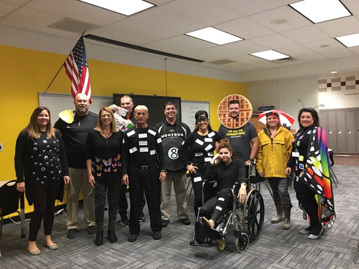 Happy Halloween from a bunch of idioms! Can you guess which ones the 8th grade teachers are representing? #Montourproud
