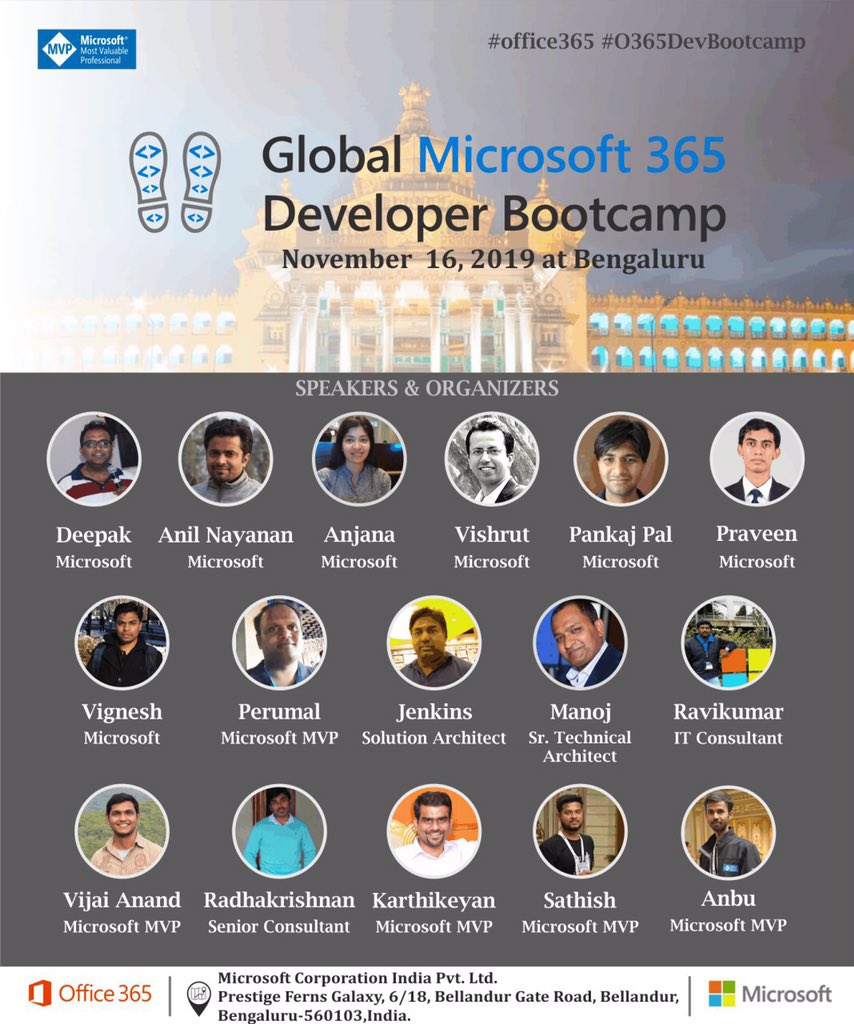 Anbu_Mani27's tweet image. We are happy to share that next event in Namma Bengaluru for "Global Microsoft 365 Developer Bootcamp 2019" on the 16th of November 2019!
#IndiaMVP #mvpbuzz #O365DevBootCamp #MSEvents @Office365 @OfficeDev @MicrosoftTeams @MVPAward
Register Here: bit.ly/BLRM365DEV2019