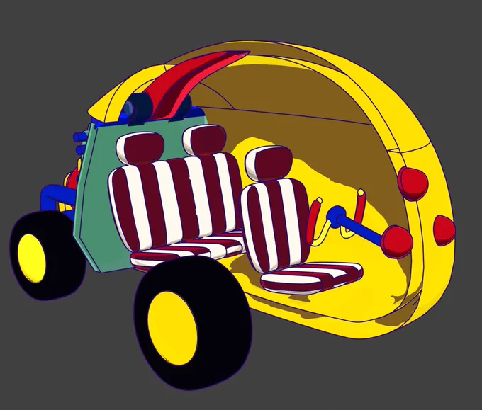ついでにシートの色を変えてみました。
シマシマです。
#blender #3dcg #pico #シマシマ 