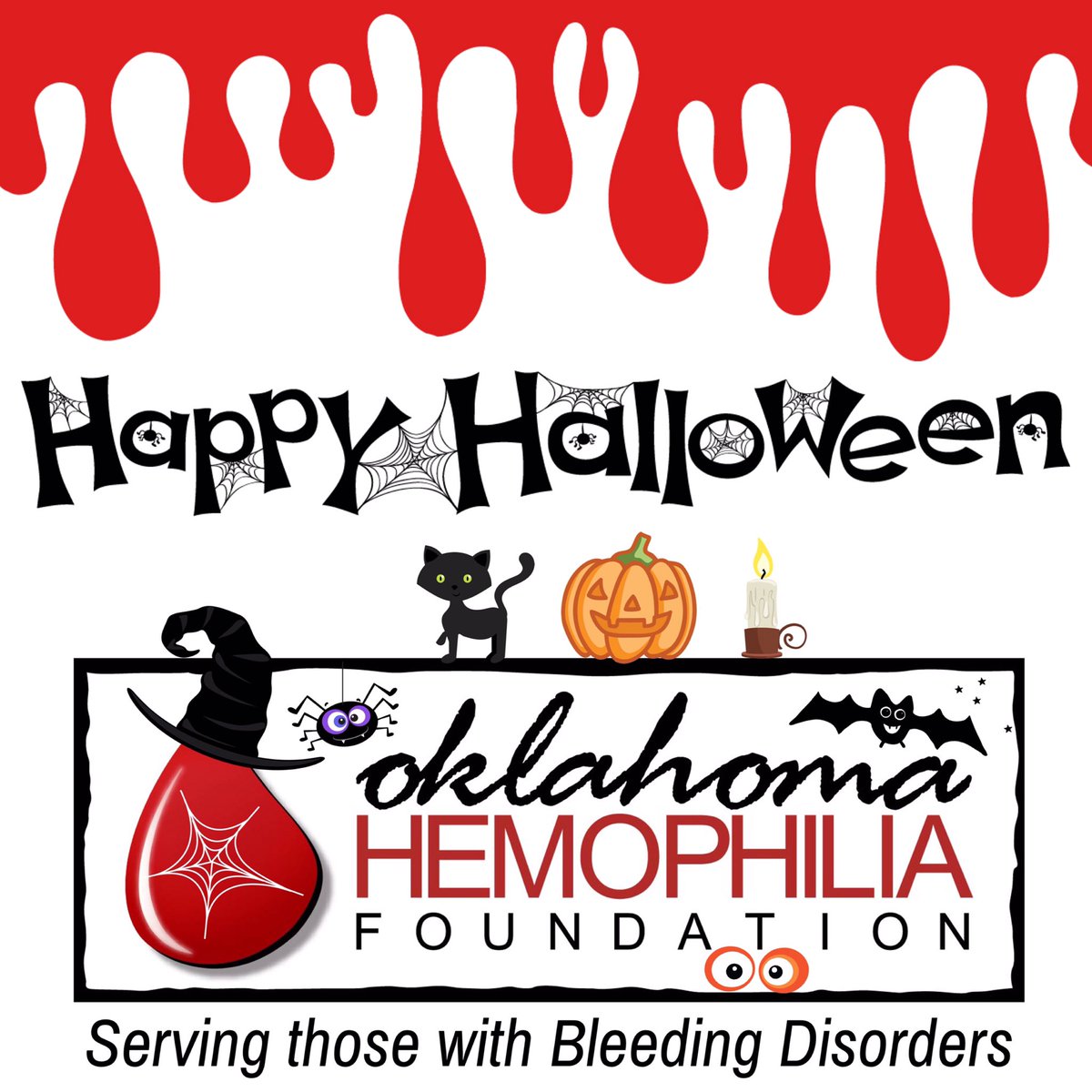 Happy Halloween!
🎃👻🕷🧙‍♀️🧹🔮🍬⚰️🧟‍♂️ #halloween #OklahomaHemophiliaFoundation
#BleedingDisorders
#Hemophilia
#VonWillebrands 
#FactorDeficiency
#ITP
#Oklahoma 
#OKHemophilia