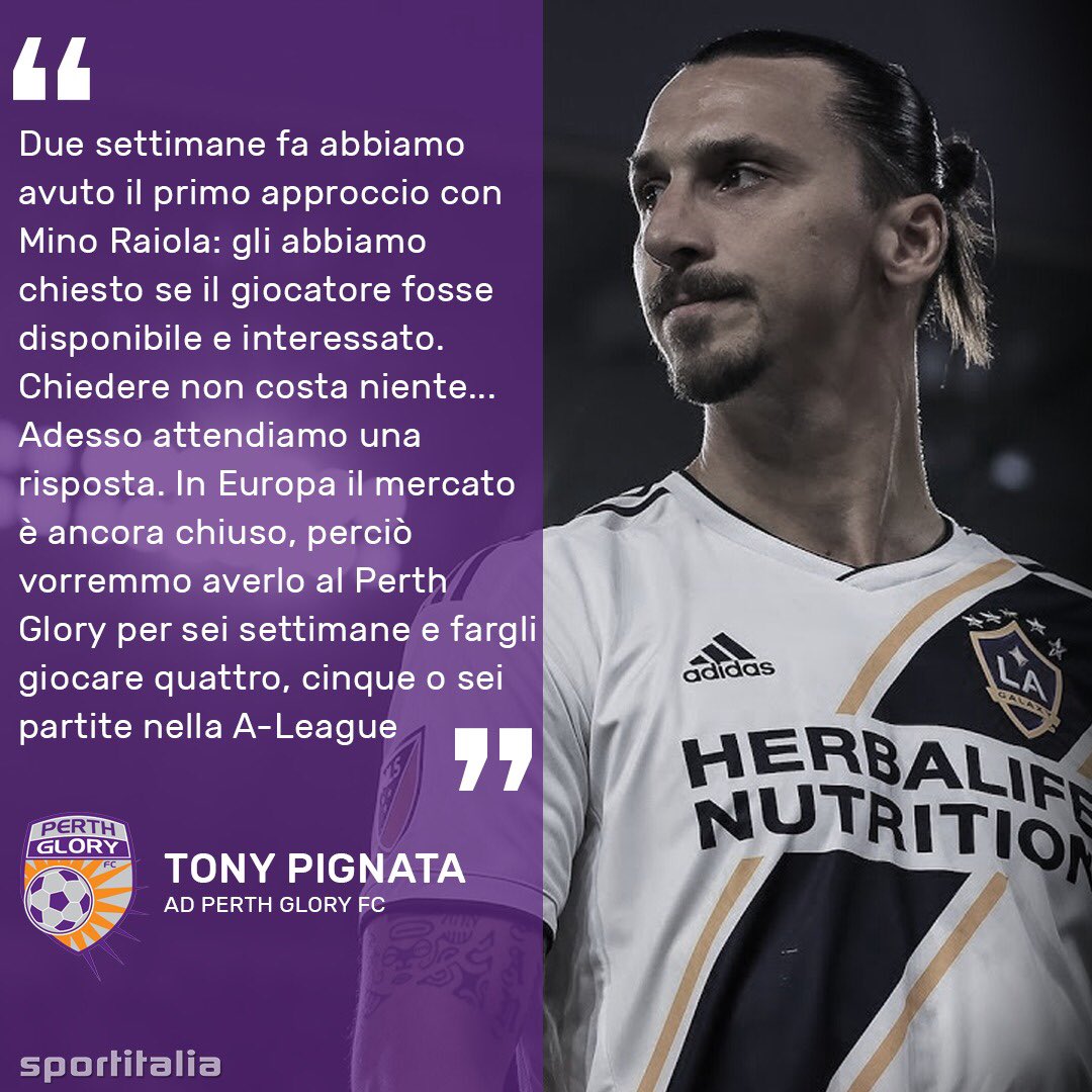 tvdellosport's tweet photo. 🎙| “Chiedere non costa niente...” 💣
Il @PerthGloryFC si fa avanti per portare Zlatan #Ibrahimovic in @ALeague! 🇦🇺
➡️ Queste le dichiarazioni dell’AD della squadra Tony #Pignata! 👇🏻
#Sportitalia https://t.co/UySBN5r7uV