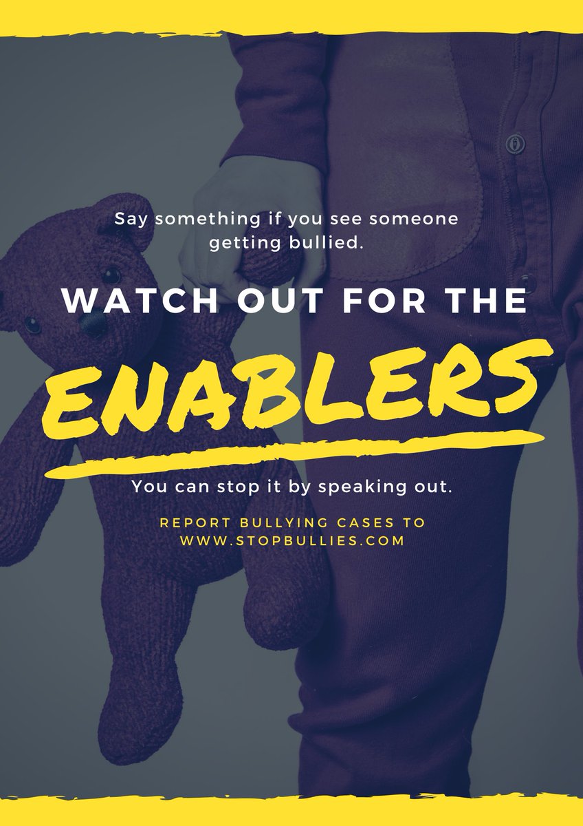 TheBullyExposed's tweet photo. Say something if you see someone getting bullied. Watch out for the ENABLERS. You can stop it by speaking out. Report bullying to https://t.co/TeKn16RpSS. Share this LINK with 10 of your friends. https://t.co/Cf9kE1LfcF
#tbe #thebullyexposed #enablers #cometogether2019
#work https://t.co/N08IPudQuA