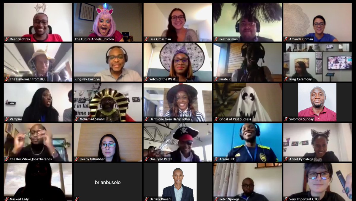 MichelleVock's tweet image. When it’s Halloween across your 6+ global offices, you have to throw a Distributed Team Costume Party!!!! Teamwork happens at 5amPT, 8am ET, 1pm WAT, 3pm EAT 💙#distributedwork #remote #halloween2019 #tia @Andela