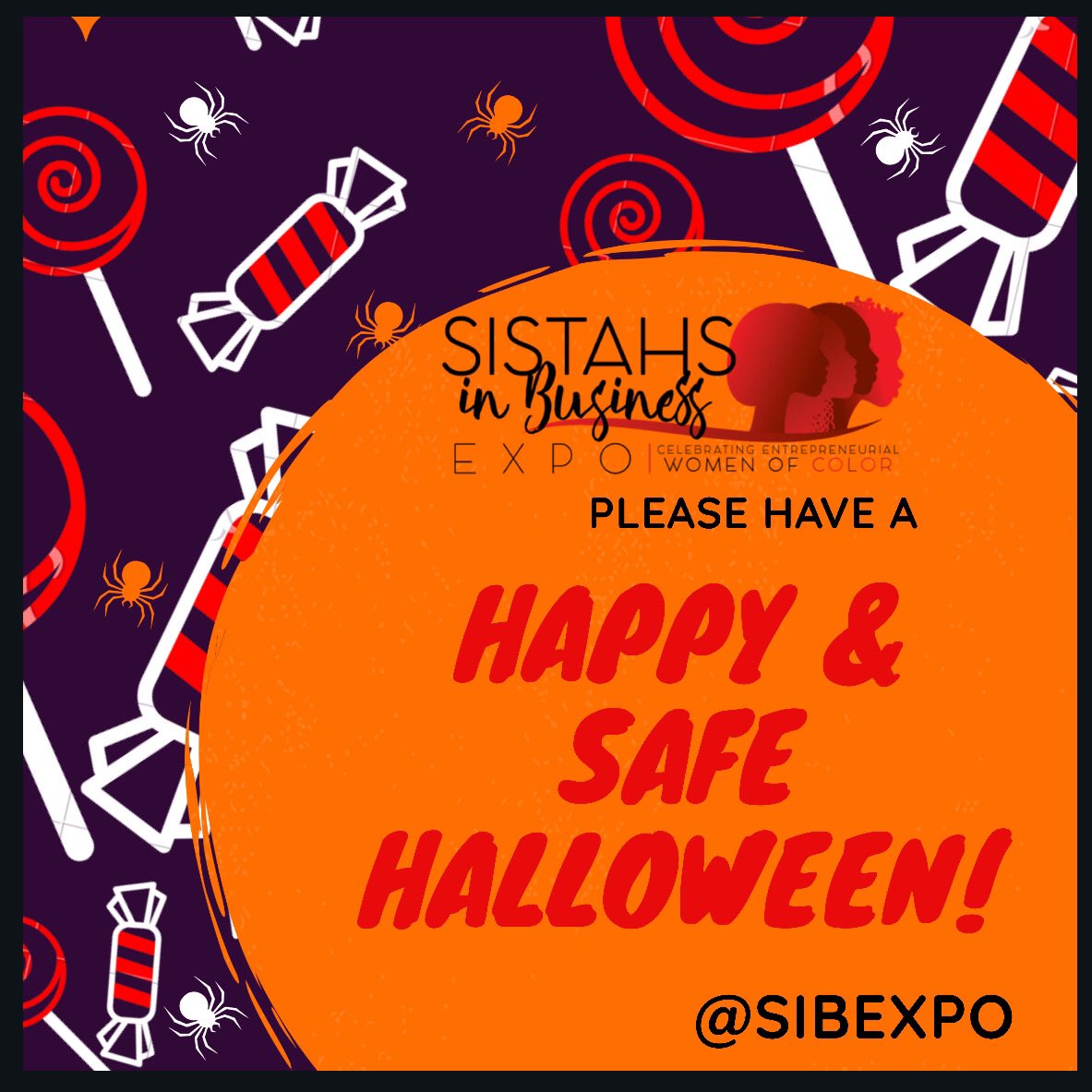 SIBEXPO's tweet photo. 🎃Happy Halloween from Team #SIBEXPO!🎃 Visit us at https://t.co/aSK5wc3Mi4 for 2020 vendor space, event info, to shop #SistahsInBusinessExpo Merch and more! 🖤#blackowned #blackwomenlead #blackgirlsrock #supportblackowned #webuyblack #buyfromablackwoman #blackgirlboss #shopblack https://t.co/hK7gBBu6oB