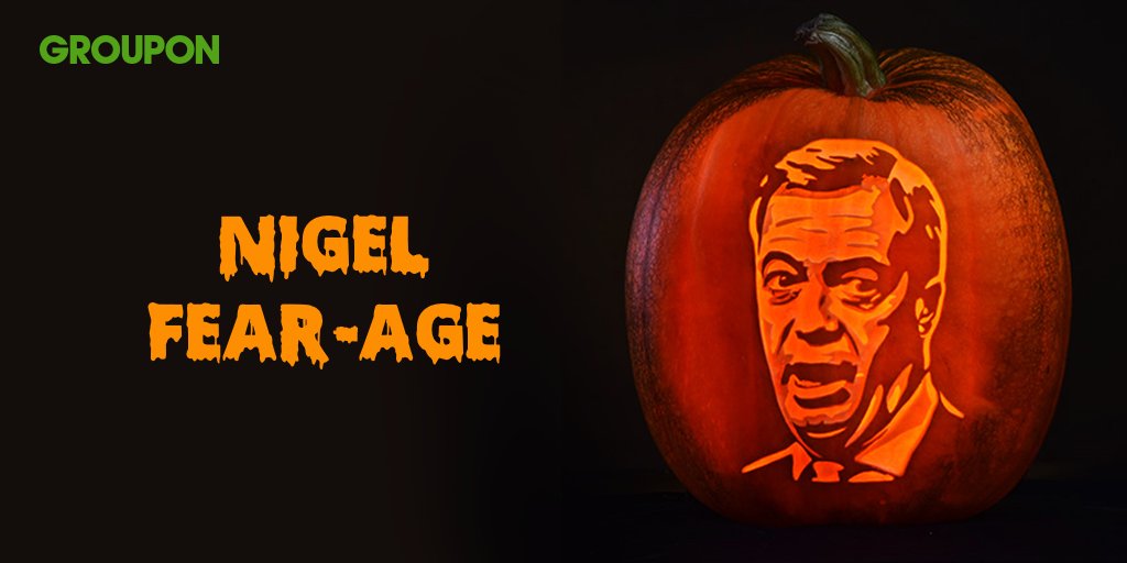 Groupon UK (@groupon_uk) on Twitter photo Happy Halloween <a href="/Nigel_Farage/">Nigel Farage MP</a> ! In case youâre doing a bit of pumpkin carving this evening⊠weâve created a stencil of you and your fellow politicians. Why not take 5 mins away from the election mayhem to create your one this evening? bit.ly/36vp2yC #Westmonsters Happy Halloween <a href="/Nigel_Farage/">Nigel Farage MP</a> ! In case youâre doing a bit of pumpkin carving this evening⊠weâve created a stencil of you and your fellow politicians. Why not take 5 mins away from the election mayhem to create your one this evening? bit.ly/36vp2yC #Westmonsters