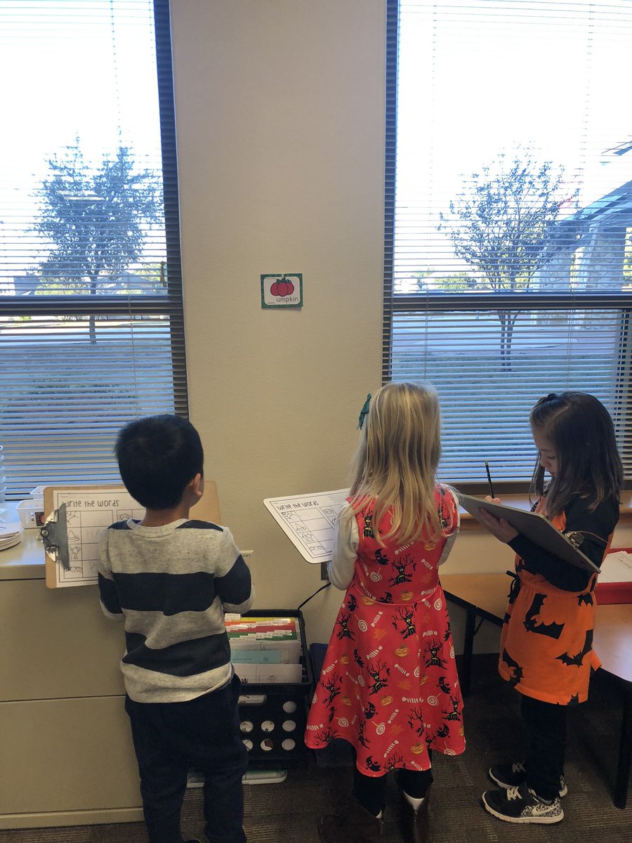 We did a “Write the room” this morning! 👻 Students got to move around and practice writing in the missing beginning letter/sound!