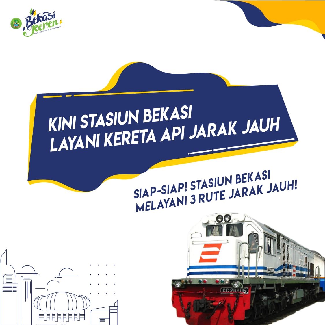 kotabekasikeren's tweet photo. Kabar Gembira untuk warga Bekasi nih!
Sekarang nggak usah jauh-jauh lagi deh kalo mau naik kereta api buat ketemu doi~ Aseekkk!!π
@KAI121
#infokai #kaibekasi #stasiunbekasi #bekasikeren #kotabekasi https://t.co/j4eX0YVG17