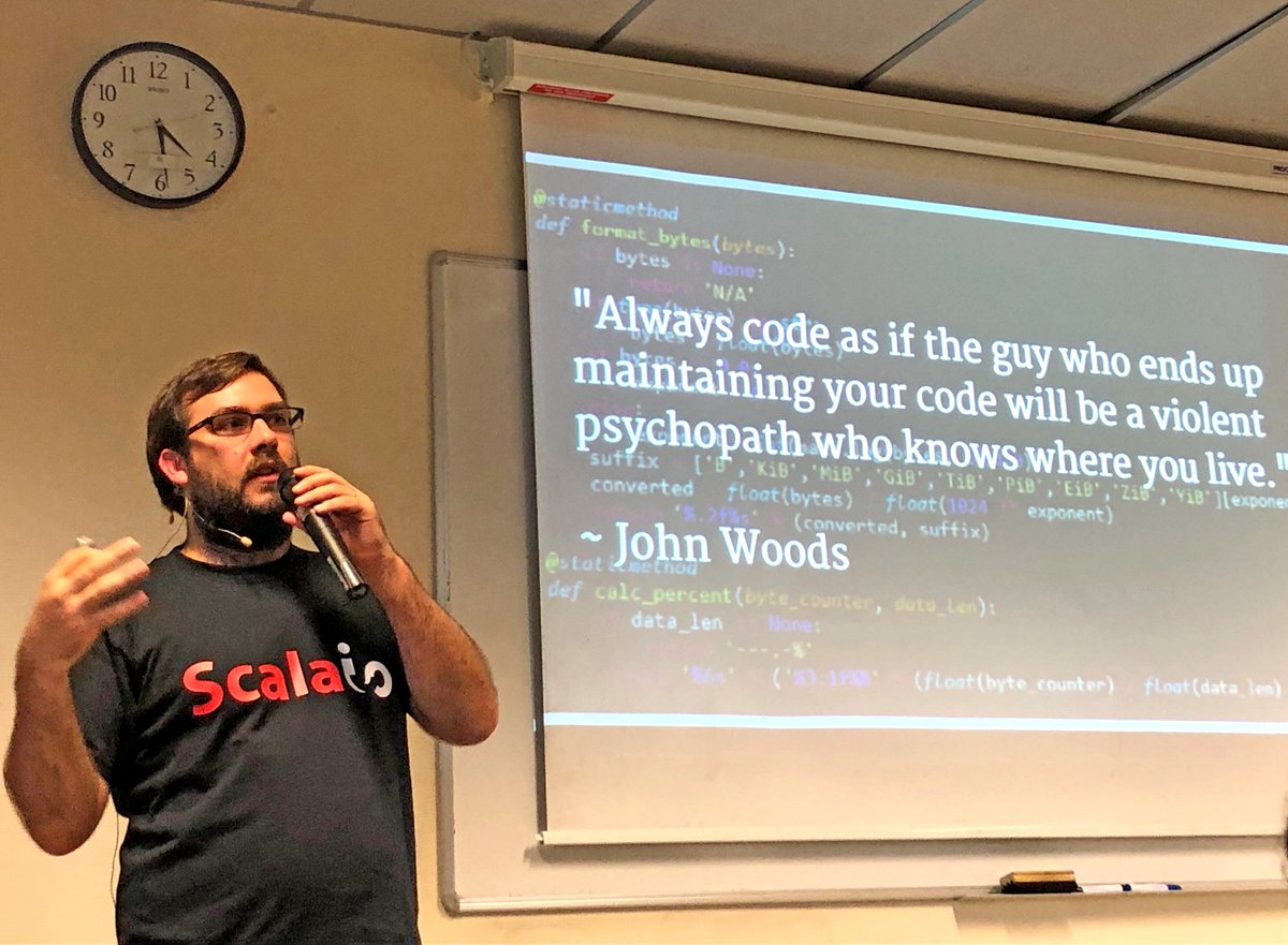 « En Scala, il est très facile d’écrire du code concis, mais difficilement lisible. Le mieux est d’écrire du code concis dans les parties communes du code, et du code verbeux dans les parties spécifiques » <a href="/loicknuchel/">Loïc Knuchel</a> <a href="/ScalaIO_FR/">Scala.IO</a>
 #Scala  #ScalaIO #ScalaIO2019