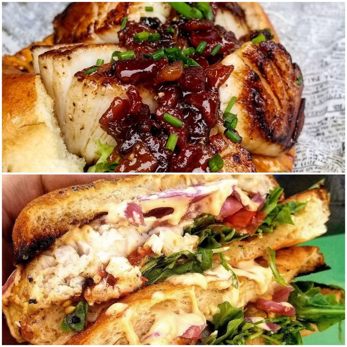 NEprovisions's tweet image. We’v got some #scary #awesome #specials today Atlantic &amp;amp; High St today.     11:30-2                                       Grilled Mojo Verde Swordfish on Ciabatta with Heirloom Tomato Confit and Arugula + Seared Sea Scallop and Bacon Jam on Toasted Brioche!