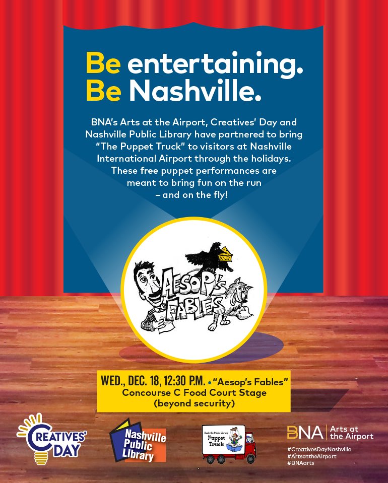 We are partnering with Arts at The Airport &amp; Nashville Public Library to bring puppet shows to the families &amp; children that are traveling this holiday season. 

We started this as a way to bring relief to the families with children that have high amounts of travel anxiety. Enjoy!