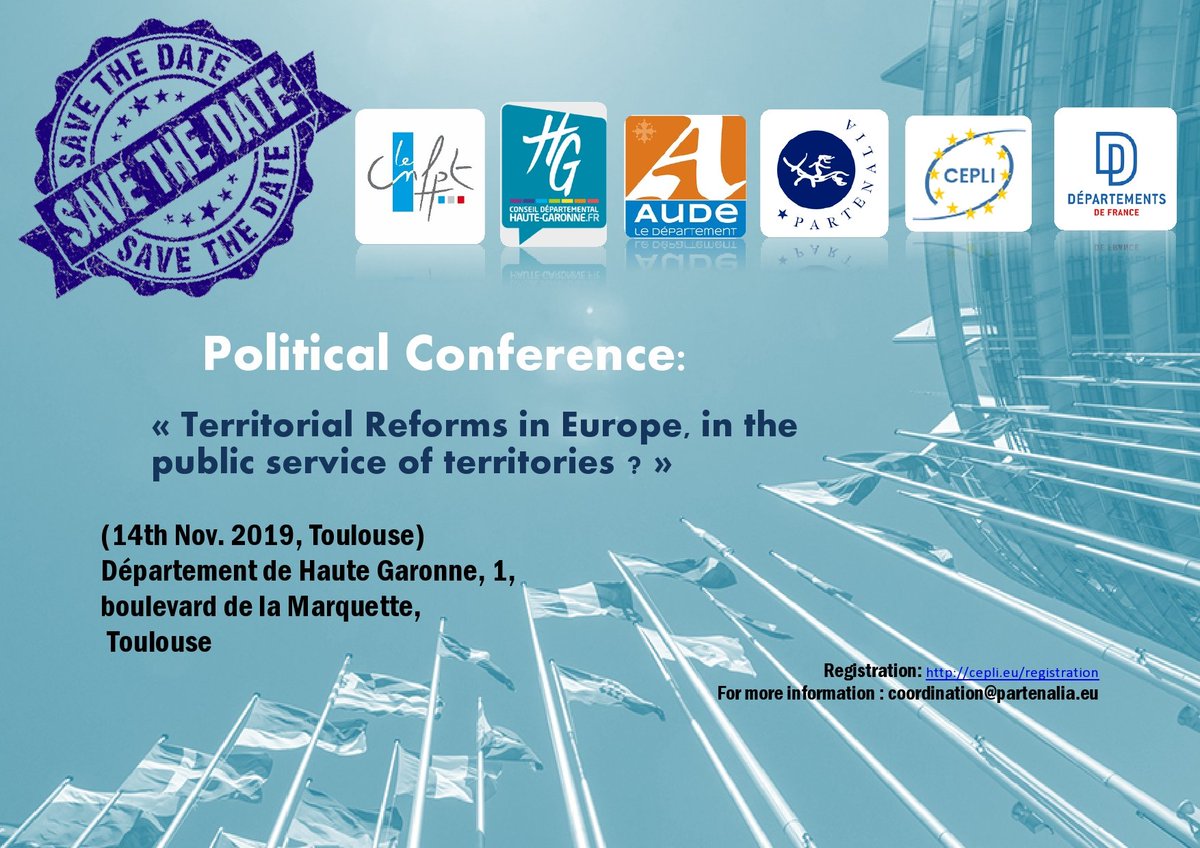 Come join us and our European colleagues from the national associations of Local Intermediate Authorities (LIAs) in Toulouse on November 14th. <a href="/Dbussereau/">Dominique Bussereau</a> <a href="/andreviola11/">Viola Andre</a> <a href="/ManuelBaltar/">Manuel Baltar</a> and many other presidents of LIAs wil be discussing the current issues facing their governments