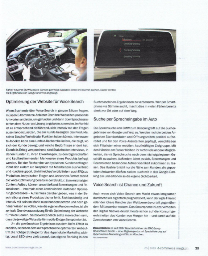 Digitale Assistenten bedeuten für den stationären Handel große Veränderungen. <a href="/richter_dac/">Daniel Richter</a> Daniel Richter, Geschäftsführer der <a href="/DACGroupDE/">DAC Group DE</a> beschreibt in der aktuellen Ausgabe des <a href="/e_commerce_mag/">e-commerce magazin</a> , was zu beachten ist und wohin die Reise geht. #hyperlocal #MarketingDigital