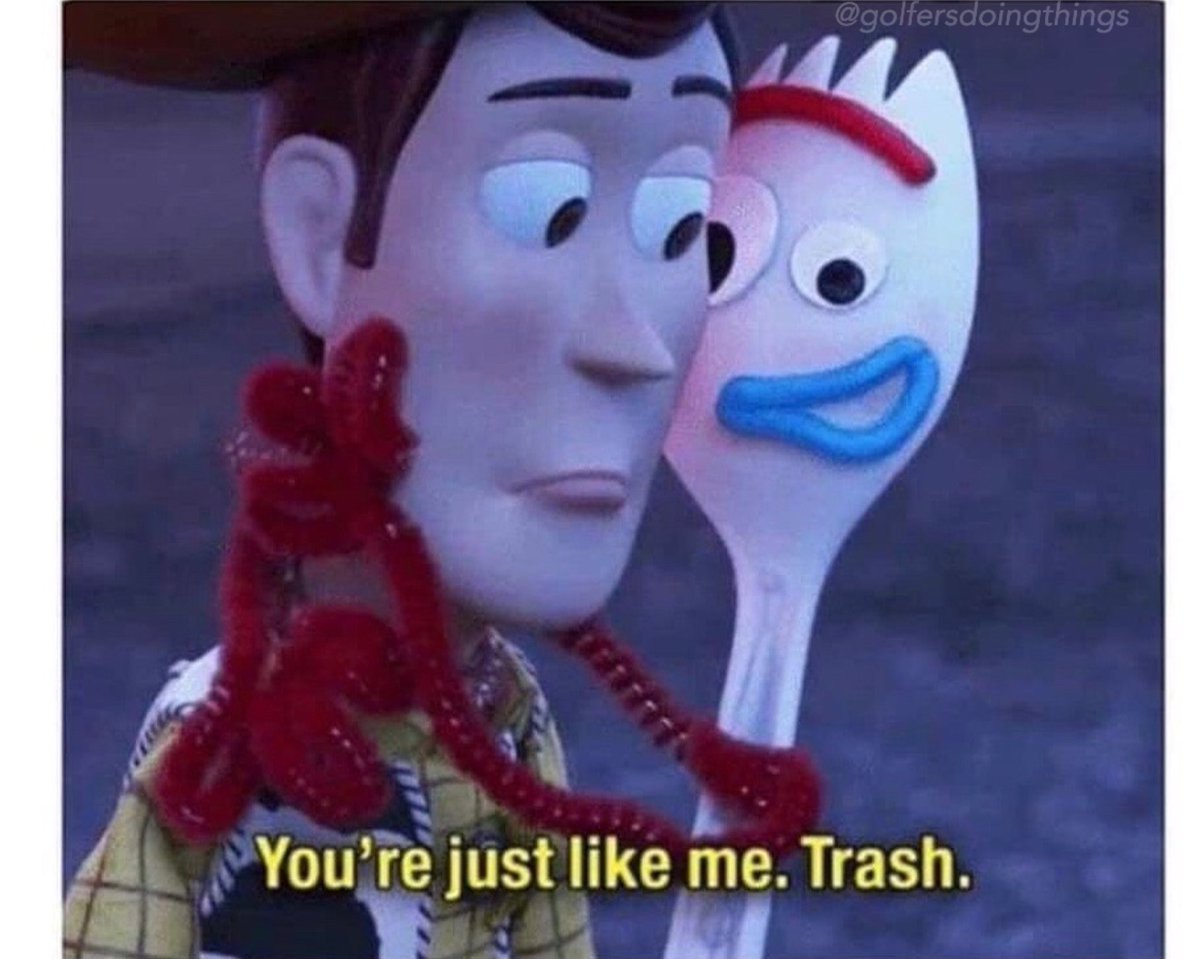 When your buddy shanks one off the first tee right after you
