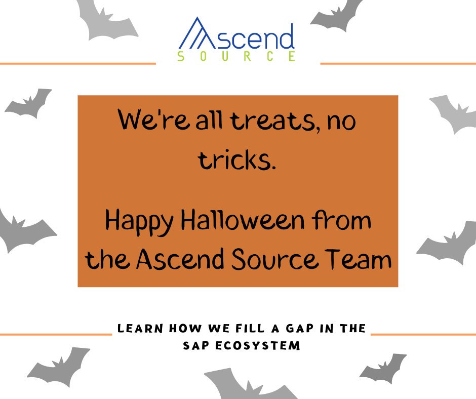 AscendSource's tweet image. Happy Halloween to our Partners and friends at SAP. Thanks for being a treat to work with! 

#ascendsource #sap #sappartners #happyhalloween