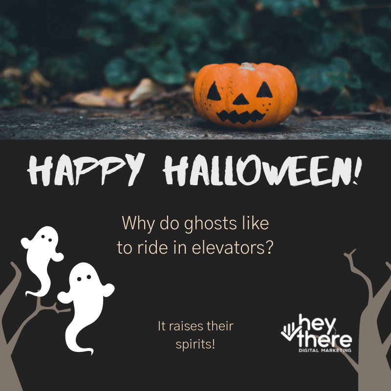 HeyThereDigital's tweet photo. Happy Halloween from Hey There Digital! 👻🎃🍬It's not Halloween in St. Louis without the jokes! Share your favorites! #STL #StLouis #Halloween https://t.co/q5kkM4pngx