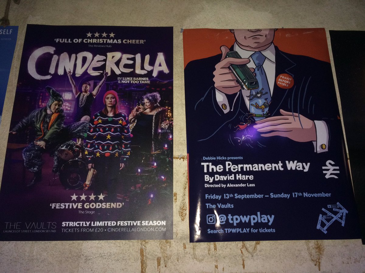 b_toogood's tweet photo. Had a great night at The Vaults last night watching The Permanent Way @tpwplay and already looking forward to my next visit to watch Cinderella @CindersVaults! https://t.co/0UsorlthlD