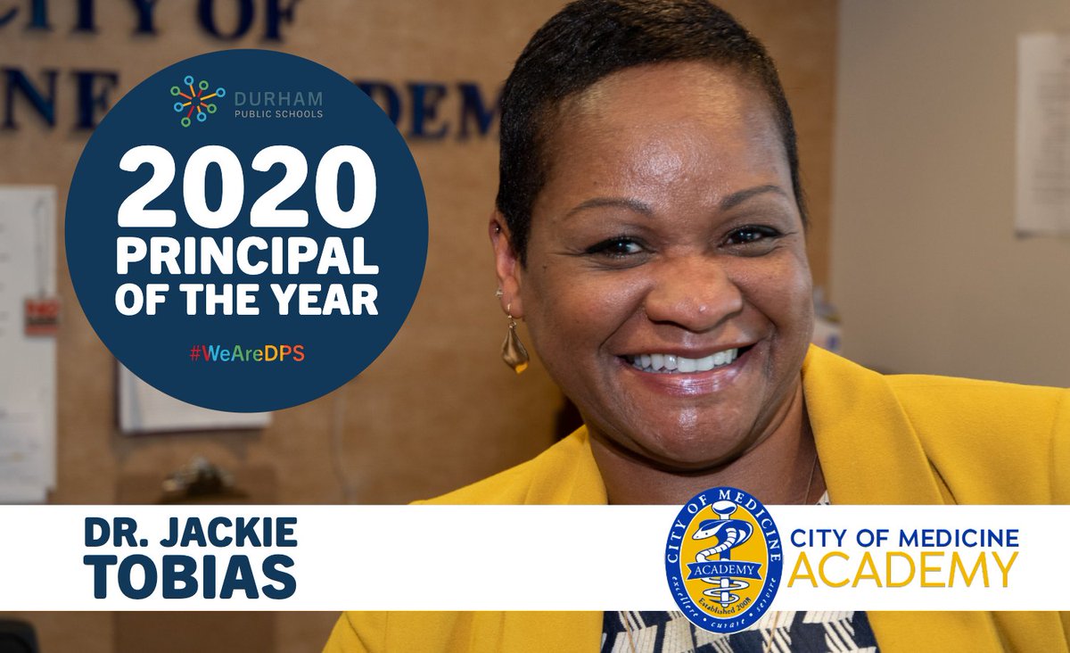 DurhamPublicSch's tweet photo. Congratulations to our 2020 #WeAreDPS Principal of the Year Dr. Lorna Tobias from City of Medicine Academy. We are extremely proud of her contributions to CMA and DPS. | #Durham #BullCity | @PMubenga @CityOfMedicine @CityOfDurhamNC @DurhamCounty | LINK: https://t.co/Ch0XJycFYC https://t.co/U2b4YmLWOb