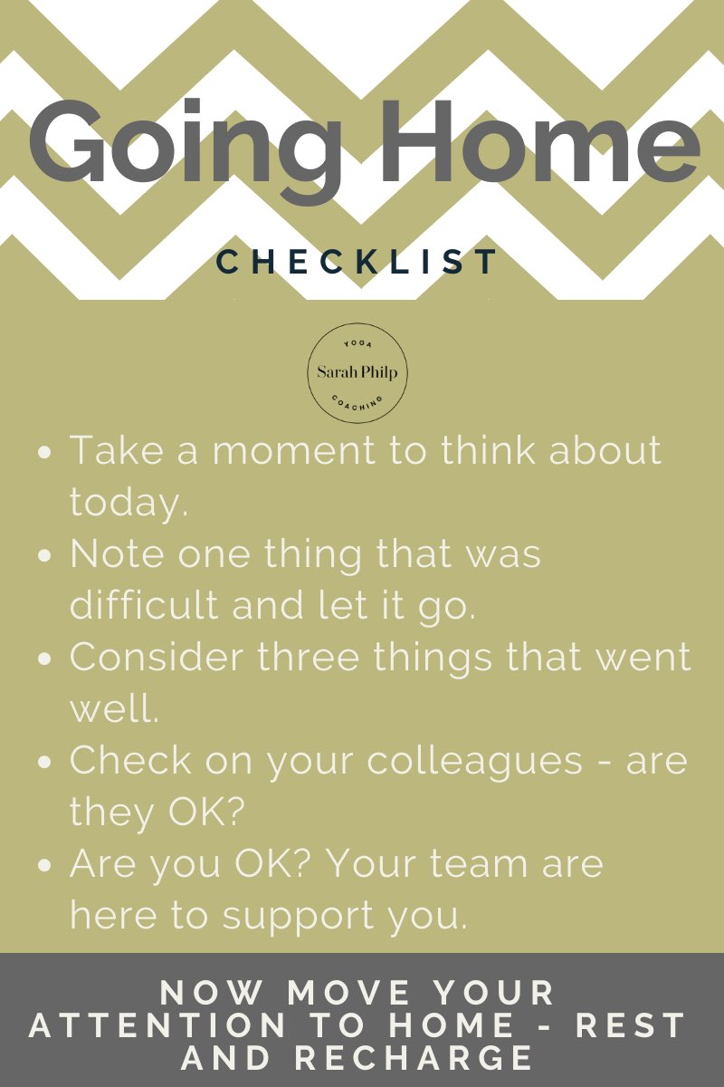 sarahphilpcoach's tweet photo. Lovely to work with @CraigmountHS ELT this afternoon to explore #selfcare 
You may remove me sharing this going home checklist previously, here it is again #wellbeing #teacherwellbeing https://t.co/8fq1TnjVTh