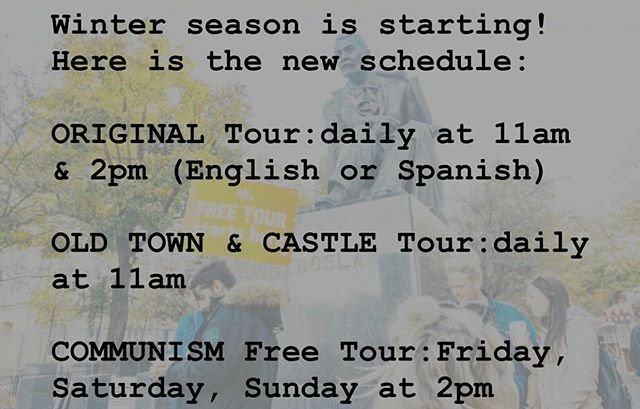 BeFreeTours's tweet photo. ❄️NEW WINTER SCHEDULE ❄️
ORIGINAL Free Tour daily at 11am &amp; 2pm (English or Spanish)
OLD TOWN &amp;  CASTLE Free Tour daily at 11am
COMMUNISM Free Tour Fri, Sat, Sun at 2pm #bratislava #slovakia #slovensko #befreetours #bratislavafreetour #visitbratislava #v… https://t.co/HOJWRCaA34 https://t.co/X7rDpACSJs