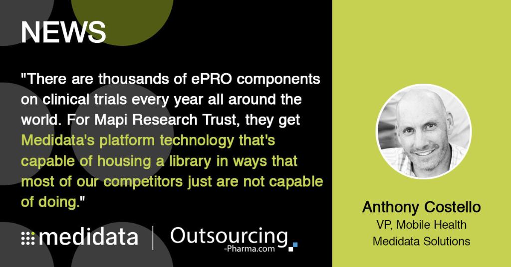 Medidata's tweet photo. #news: Our @findajc sat down with @OutsourcPharma to discuss our collaboration with @ICONplc Mapi Research Trust to build a global library of pre-configured + pre-approved eCOA questionnaires to accelerate study start-up. Read more here: https://t.co/yl7yw8rZzd

#ClinicalTrials https://t.co/90xPWQj7tR