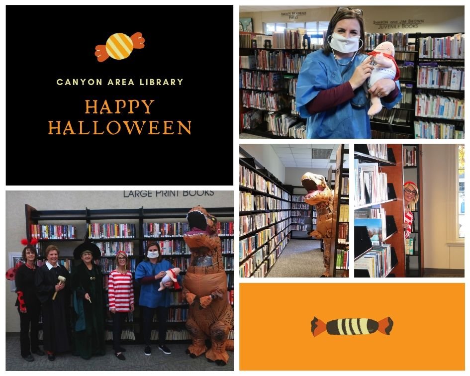 CanyonAreaLib's tweet photo. Happy Halloween from all of us at the Canyon Area Library! #CanyonAreaLibrary #CanyonTXLibrary #CanyonTX #HappyHalloween #Read https://t.co/Ue0C8RXfS0