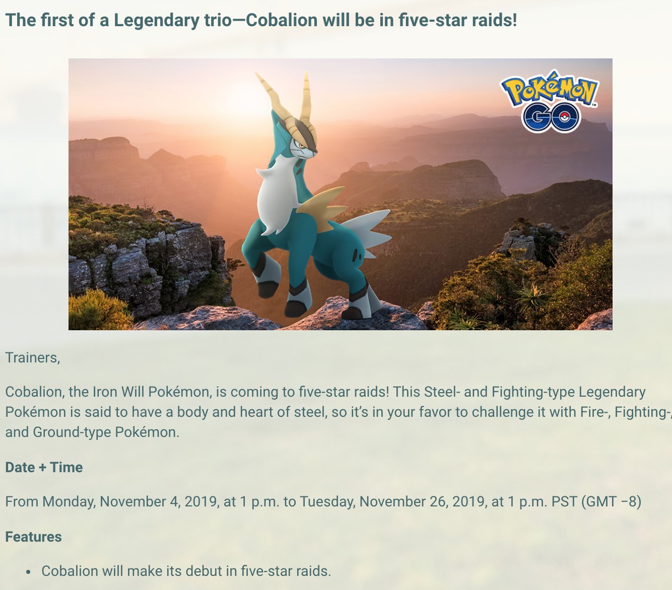 ポケモンgo攻略 Gamewith 次の伝説レイドは第五世代の伝説ポケモンであるコバルオン 詳細まとめますね ポケモンgo T Co 7pwwsg1xqy T Co Umbcpmqssv Twitter