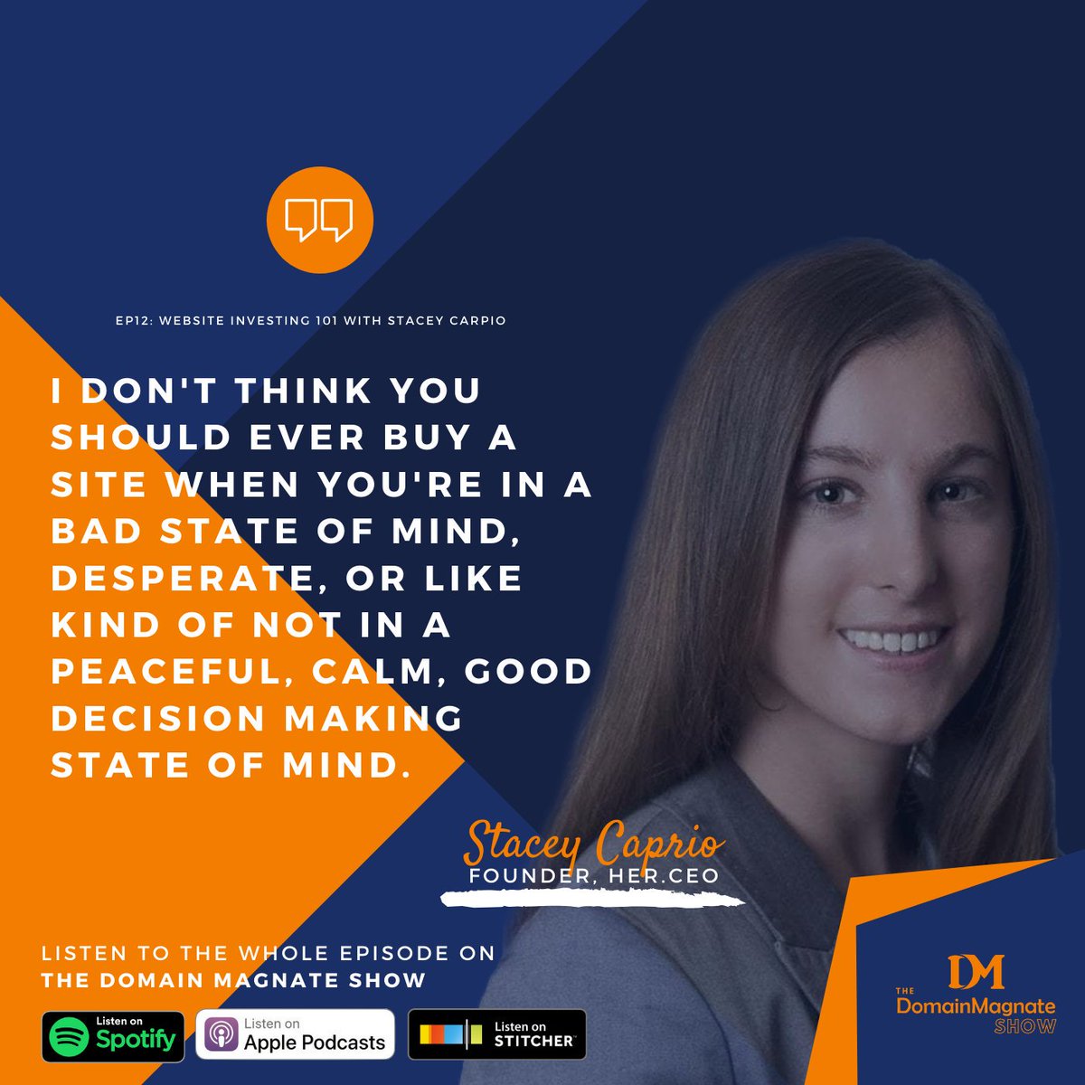 Stacy4Startups's tweet photo. Always be in a good state of mind when you make a big decision, including buying a website @domainmagnate #lessonslearned https://t.co/7HHp5NXD8p https://t.co/ilL1o8oSJn