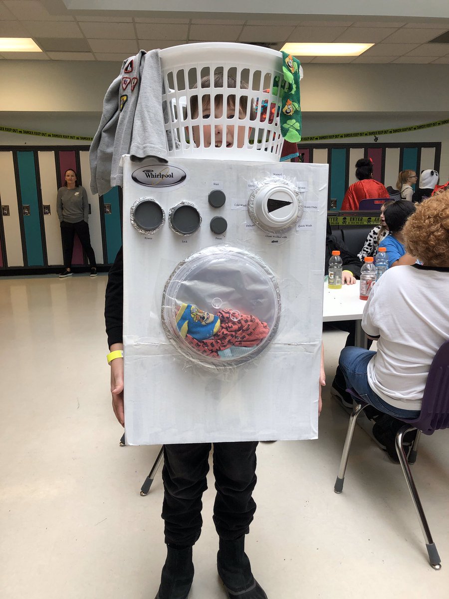 Some amazing costumes designed and made by our #students. The fur suit has been a project of love made by a student on our #STEAM team and that washing machine?! Talk about #innovation Great job! @EAMS8 #rvsed #makinglearningvisible #airdrie #innovatorsCAN #makers