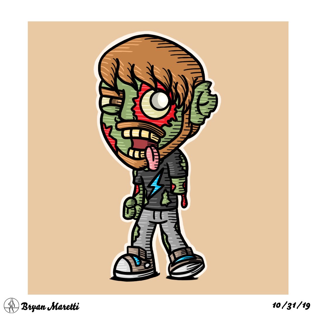 MarettiReady's tweet photo. Inktober Day 31-RT Zombies. @ChadJamesRT as a zombie #RTInktober #inktober #rtdraws #Halloween https://t.co/LpKtLbzIOM