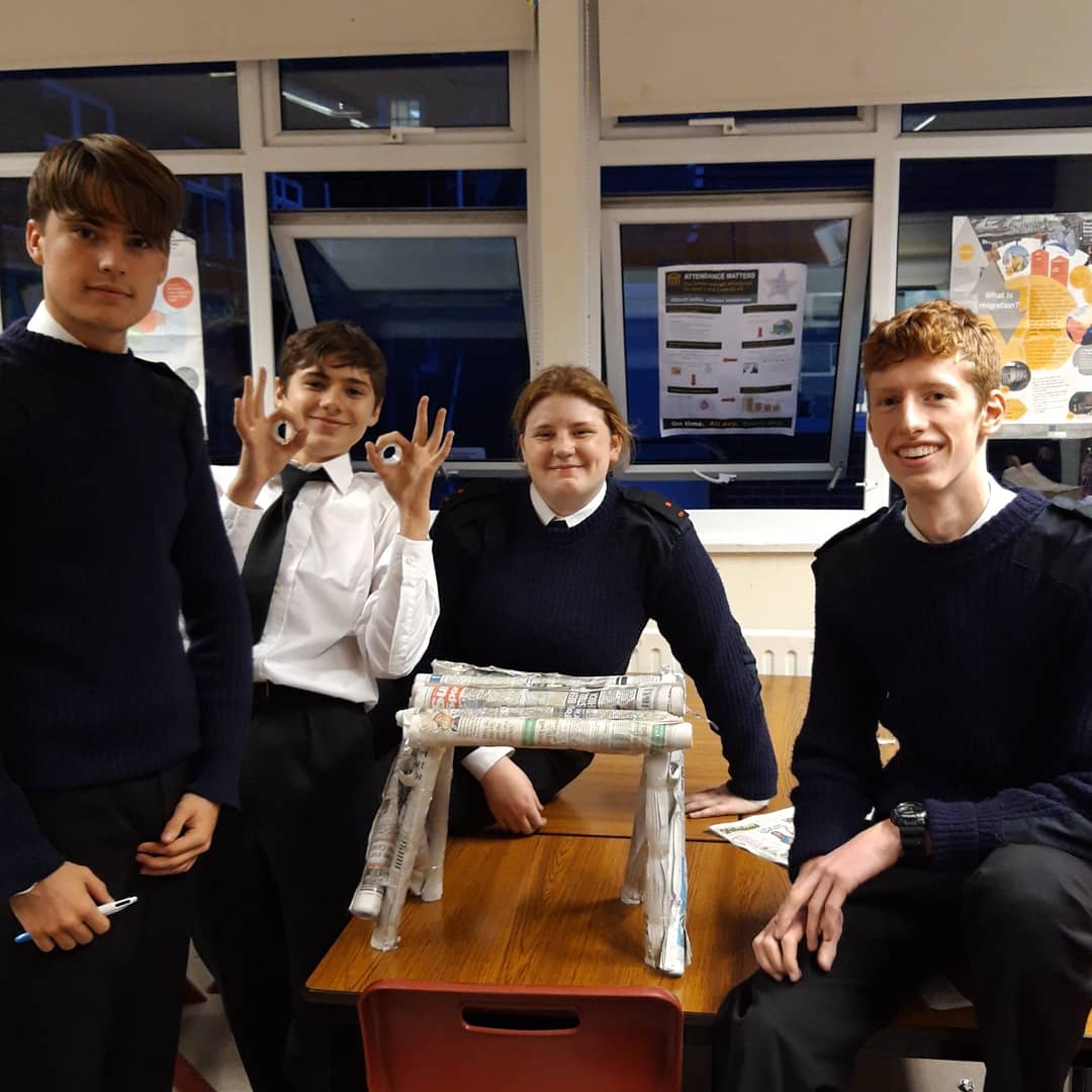 LaraKT_M's tweet photo. @HelesCCF - Our winning team in the Navy Section PLT challenge today 🤩! 
Building bridges with very limited resources (newspapers and sellotape). #teamworkmakesthedreamwork #helesschoolccf #navysection https://t.co/VsRhoQXNjX