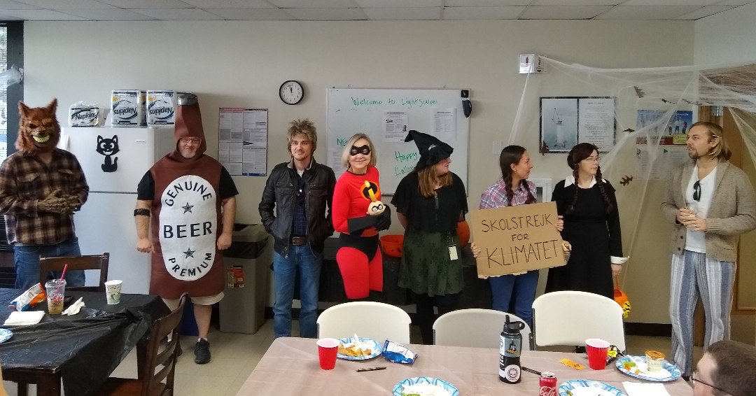 LightScalpelLLC's tweet photo. We had a fun Halloween party with costume and pumpkin carving contests. Happy Halloween from everyone here at LightScalpel, Aesculight, and LuxarCare. #Halloween https://t.co/6sMxLd5RcZ