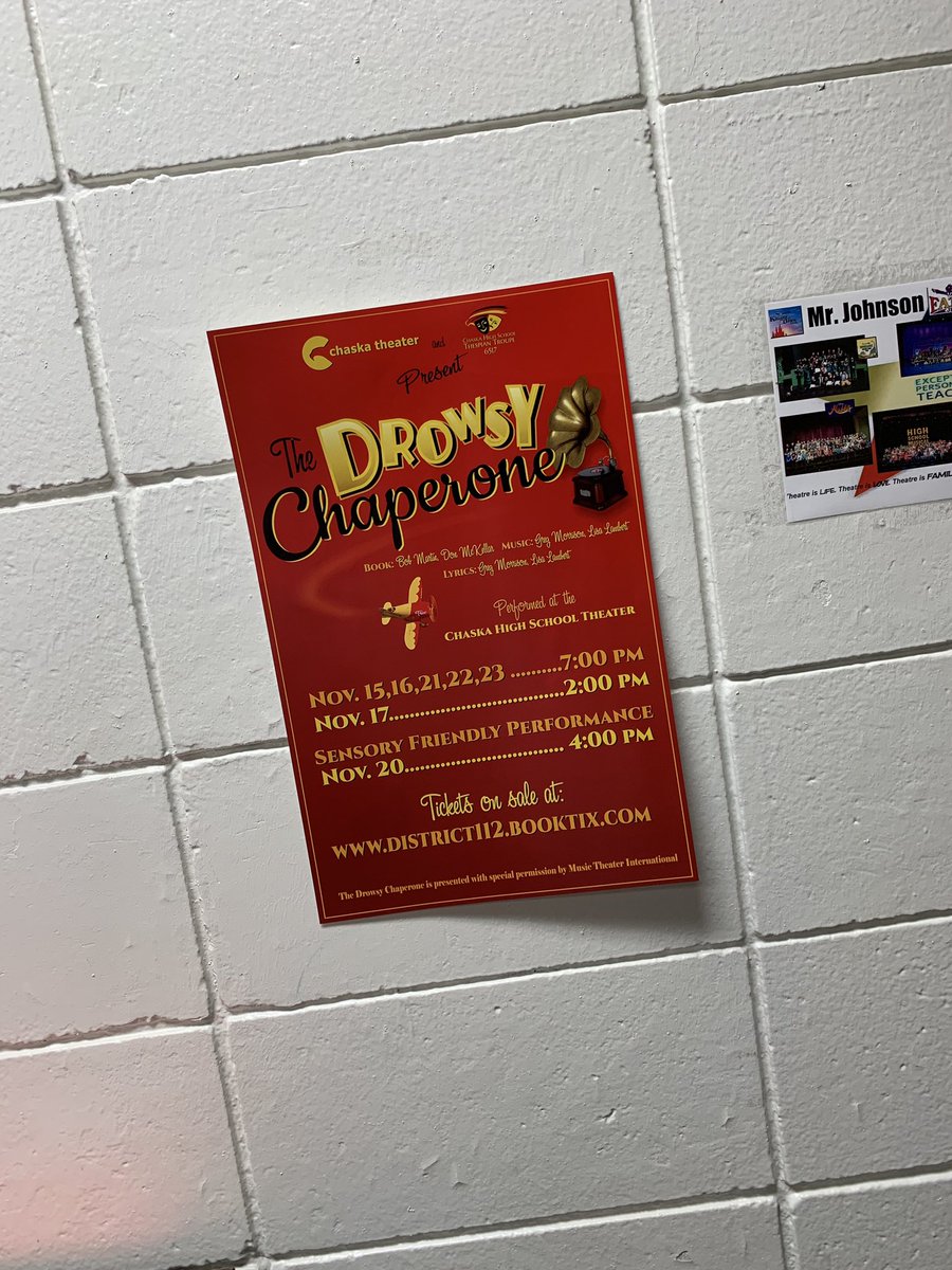 Spotted outside Mr. Johnson’s classroom!!! So excited to see this show with a bunch of amazing actors ❤️❤️❤️❤️