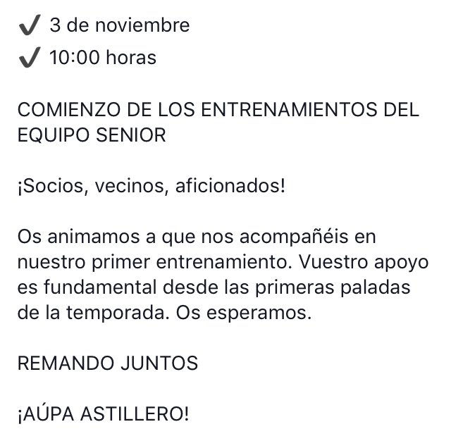 El domingo comenzarán los entrenamientos del equipo senior. Animamos a nuestros socios, vecinos y aficionados a acompañarnos. #remandojuntos #aúpaAstillero