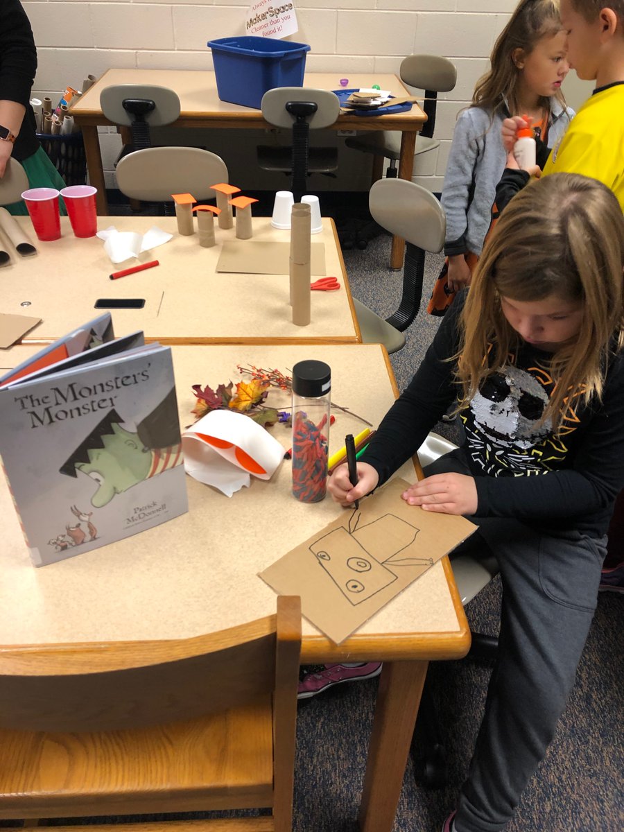 MakerSpace Monsters today <a href="/CloverdaleElem/">Cloverdale School</a>  (Thank You <a href="/HLSReaders/">HLS Readers</a> for the AWESOME Idea!) We read Monster's Monster by Patric McDonnell and 2nd gr. Ss had to create their own monster. #ProudtobeD93 #halloweenfun
#ccsd93 <a href="/Miss_Mastro/">Miss Mastrodomenico</a>