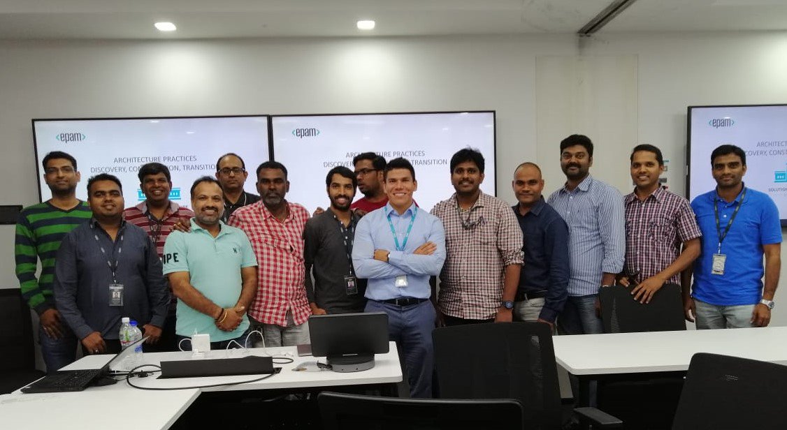 EPAM_Mexico's tweet photo. EPAM Mexico and @EPAM_India are strengthening ties, this time, in a cross training for more than 17 participants in our Solutions Architect School. Participants shared knowledge, learning and the amazing culture. We are Engineering the Future! #InsideEPAM #WorkatEPAM https://t.co/kQQ8015PN2