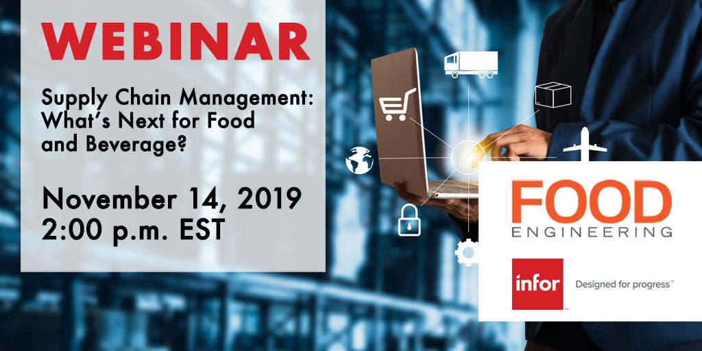 FoodEng's tweet photo. Join the discussion with Christine Barnhart and Mike Edgett for a #FE Webinar on Nov 14th to learn Best Practices in Supply Chain Management in the Food and Beverage Industry
Register Here: https://t.co/iEChLEgqMM
#foodengineering #Infor #👨‍🍳 https://t.co/vmL1NL4dix