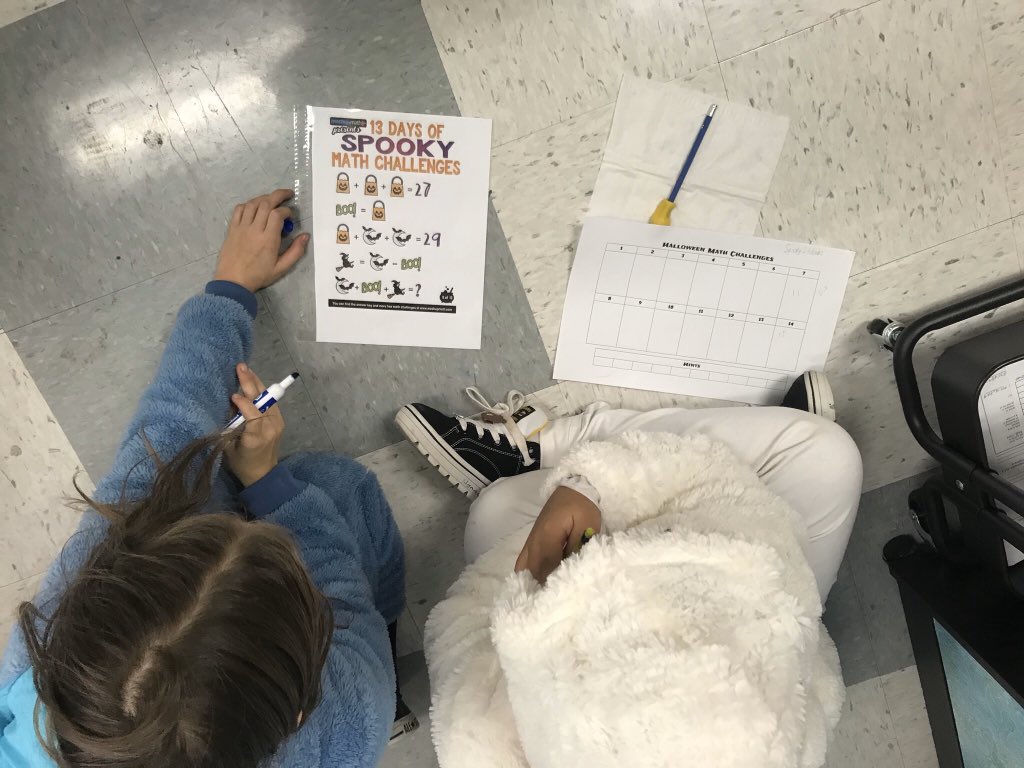 megstweis's tweet photo. Nothing like a spooky math challenge to start off Halloween in 5/6B 🎃👻 @OLOPecsd https://t.co/v6nCMAVs8r