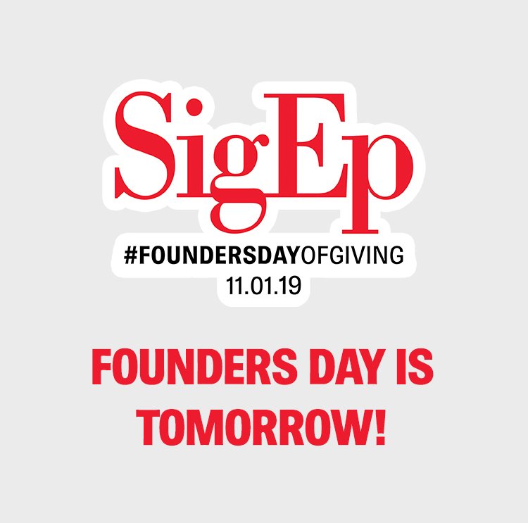 #FoundersDayofGiving is tomorrow! 24 hours to celebrate 118 years of SigEp and support our current and future undergraduate brothers. Join us on Facebook Live all day starting at 9:30 a.m. (EDT) sigep.org/foundersday