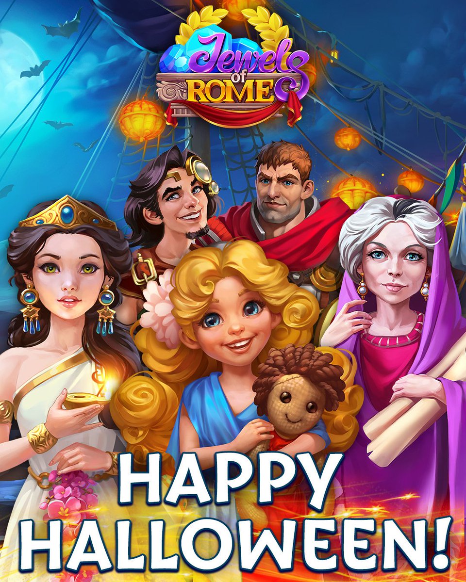 The entire #JewelsofRome team, along with your favorite Roman characters from the game, wish you a Spook-tacular Halloween! We hope you'll have an amazing time celebrating this beloved holiday!