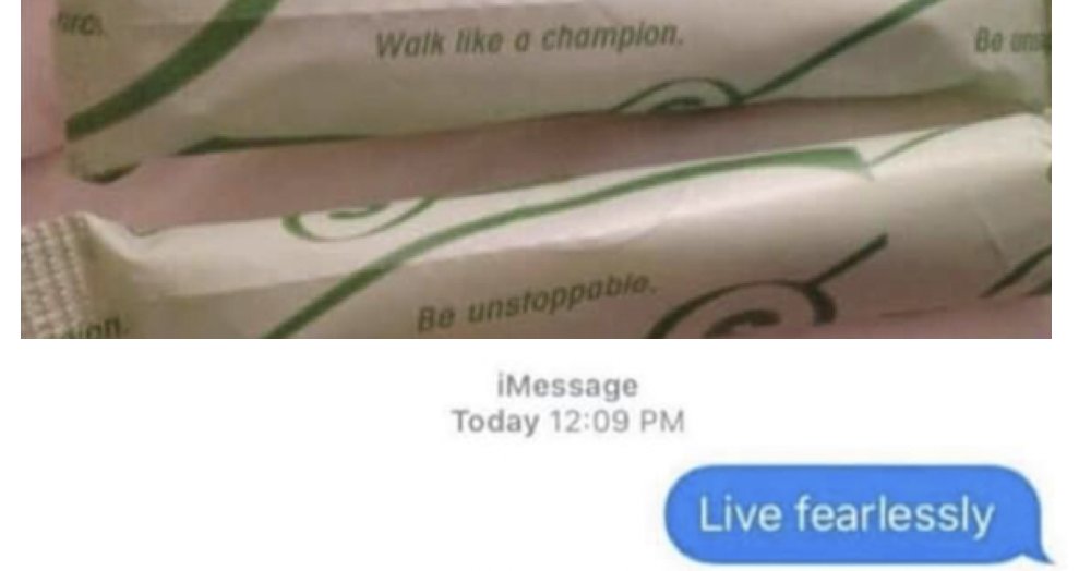 Antibiotika Advarsel Af Gud The Poke on Twitter: "This man texts his wife the motivational messages  from tampons and her reply really was the only one possible  https://t.co/H0rKDpjS2F https://t.co/Afi2BqQ9O6" / Twitter