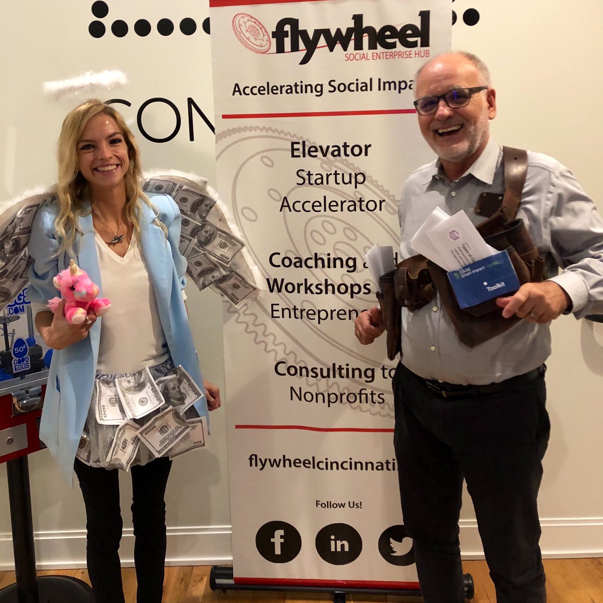 FlywheelSEHub's tweet photo. Happy Halloween from the Flywheel team! Social entrepreneurs in the Elevator accelerator program use the @CASESmartImpact Capital Toolkit to identify &amp; pursue aligned sources of impact capital - like angel investors. We’re de-spooking alternative startup investment models! 🎃👻🍬 https://t.co/Vr3V79DSVy