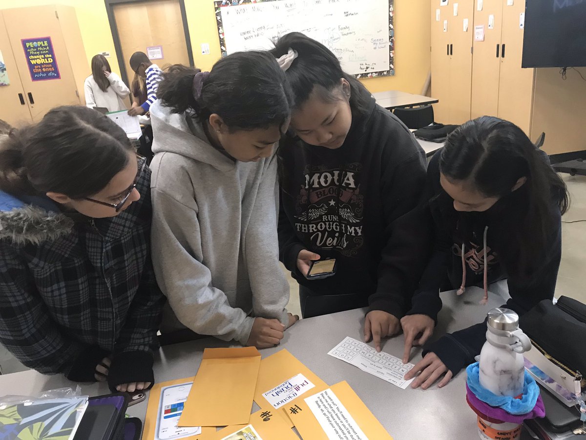 prmspl's tweet photo. 6th graders hard at work trying to escape from Newton’s Laws Escape Room using their science and collaboration skills in Mrs. DePoppe’s room!@PRMTrailblazers #PRMSWeBelieve https://t.co/kQvAhohtXI