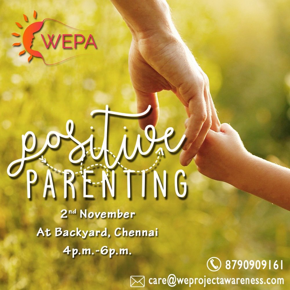 sandinmyfist's tweet photo. Do you undermine each other in front of your kid(s)? What are the skills every child must learn? @WEPAteam
In an exclusive series, #WeProjectAwareness, is happy to host the first of its series of conversations on #PositiveParenting #Chennai #Backyard #02November #NewAgeParenting https://t.co/9VK5IgSUTG