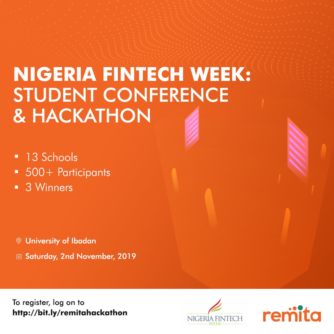 RemitaNET's tweet photo. Do you have what it takes to create?
Are you innovative in thinking?
Do you possess innovative skills?
Here is inviting you to participate in the #NigeriaFintechWeek #StudentHackathon powered by Remita.
Visit https://t.co/9VZueVnvTJ to register NOW. https://t.co/m6kafA5JKG